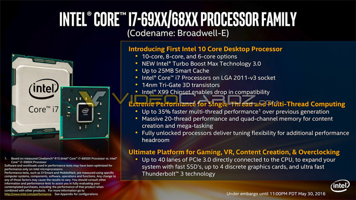 intel broadwell e i7 69xx 68xx features