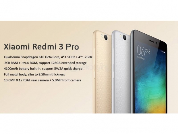 Xiaomi Redmi 3 Pro sells for $145.99