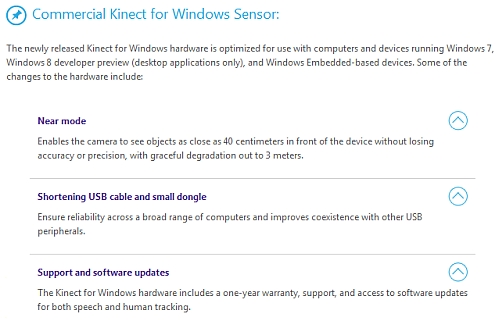 microsoft kinect pc hardware changes