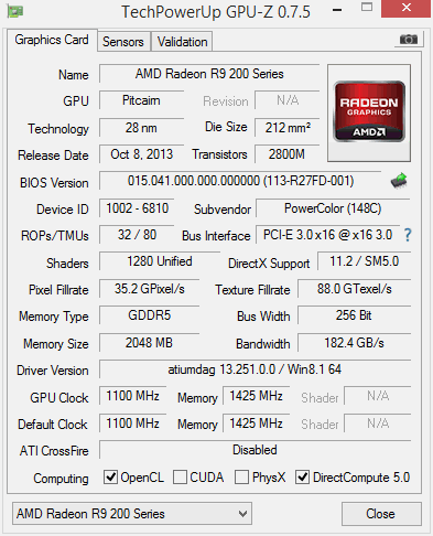 powercolor pcs r9 270x gpuz