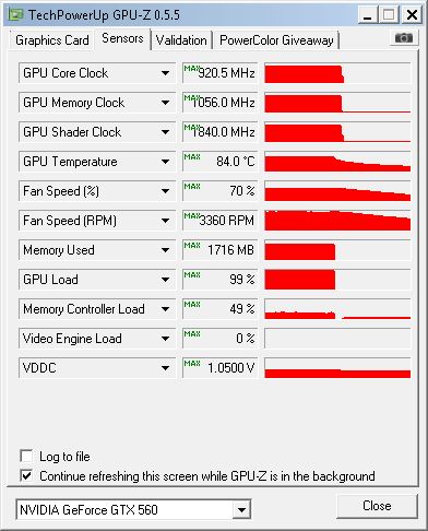 gtx560 2048mb beast gpuz load crysis