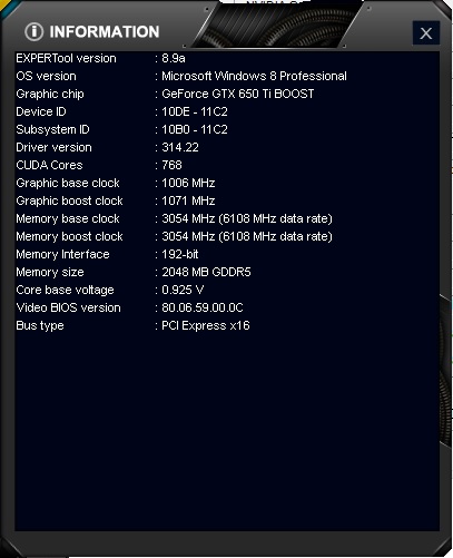 EXPERTOOL Info 650 Ti Boost Gainward GS
