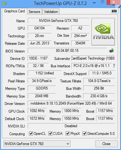 gtx 760 phantom gpuz oc